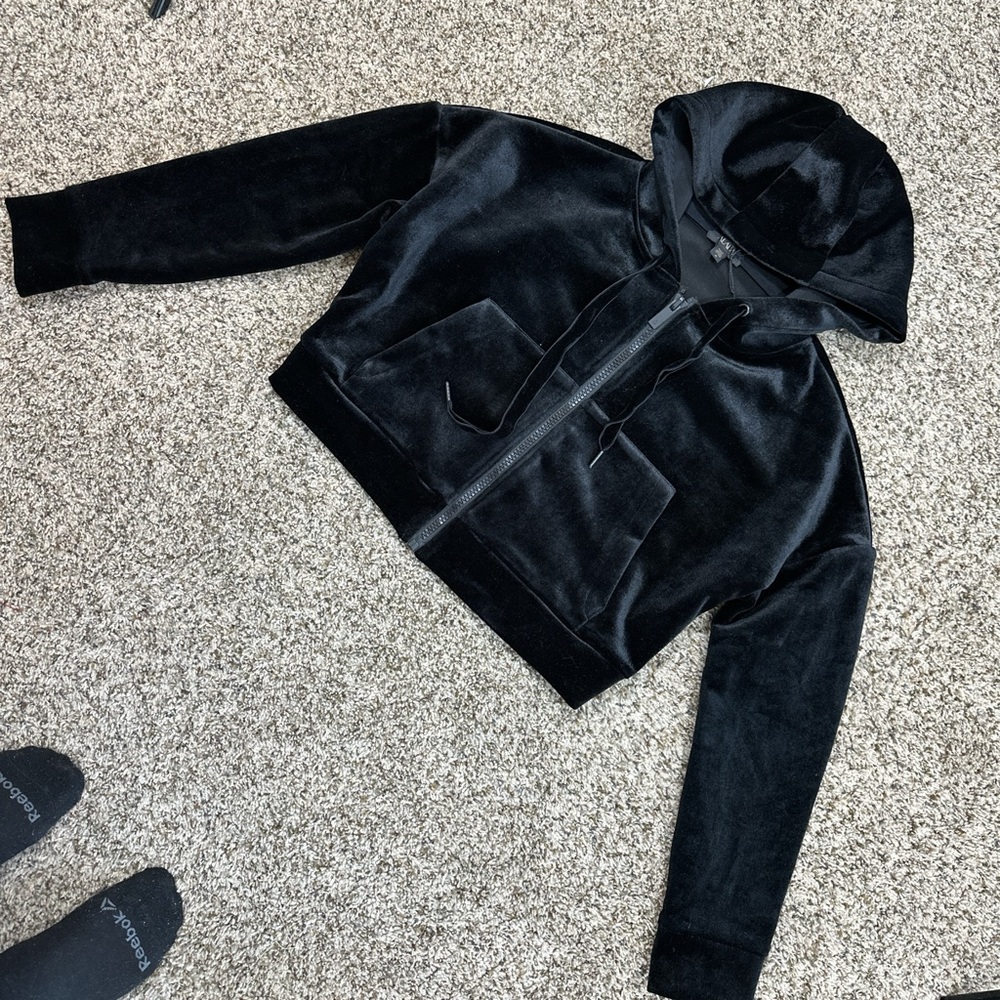ALALA velvet cropped work out zip up hoodie - M